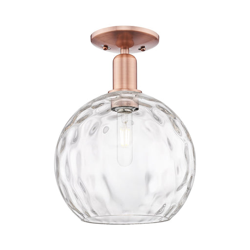 Innovations Athens 10in 1-Light Semi-Flush Mount | Industrial Antique Copper Steel and Clear Water Glass | Kitchen & Hallway | Model 716-1C-AC-G1215-10