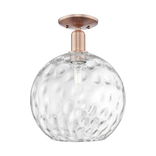 Innovations Athens 12in 1-Light Semi-Flush Mount | Industrial Antique Copper Steel and Clear Water Glass | Kitchen & Hallway | Model 716-1C-AC-G1215-12