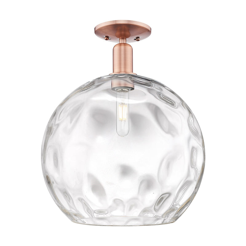 Innovations Athens 13in 1-Light Semi-Flush Mount | Industrial Antique Copper Steel and Clear Water Glass | Entryway & Hallway | Model 716-1C-AC-G1215-14