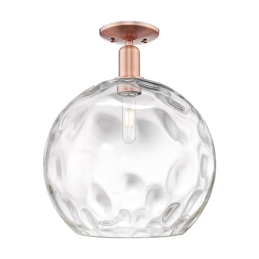 Innovations Athens 13in 1-Light Semi-Flush Mount | Industrial Antique Copper Steel and Clear Water Glass | Entryway & Hallway | Model 716-1C-AC-G1215-14