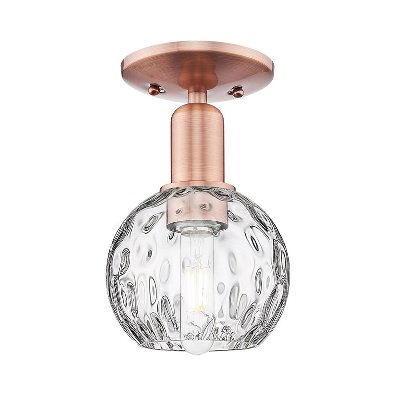 Innovations Athens Water Glass 6in 1-Light Semi-Flush Mount | Industrial Antique Copper Steel and Clear Water Glass | Entryway & | Model 716-1C-AC-G1215-6