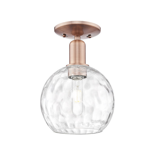 Innovations Athens Water Glass 8in 1-Light Semi-Flush Mount | Industrial Antique Copper and Clear Water Glass | Hallway & | Model 716-1C-AC-G1215-8