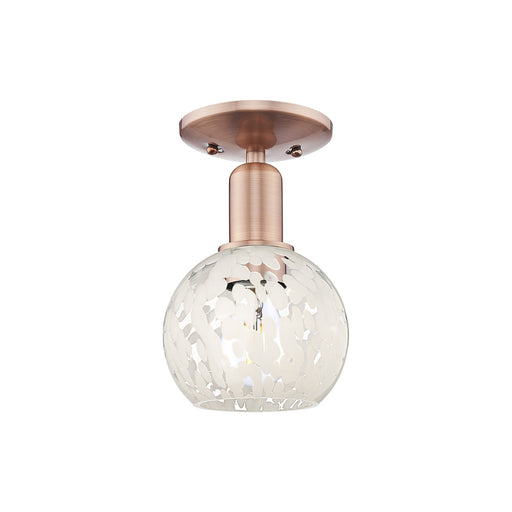 Innovations White Mouchette 6in 1-Light Semi-Flush Mount | Industrial Antique Copper Steel and Cast Brass with White Glass | Model 716-1C-AC-G1216-6WM