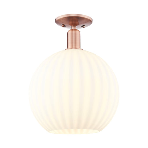 Innovations Lighting Arcadia 12in 1-Light Semi-Flush Mount | Industrial Antique Copper and White Venetian Glass | Kitchen & | Model 716-1C-AC-G1217-12WV
