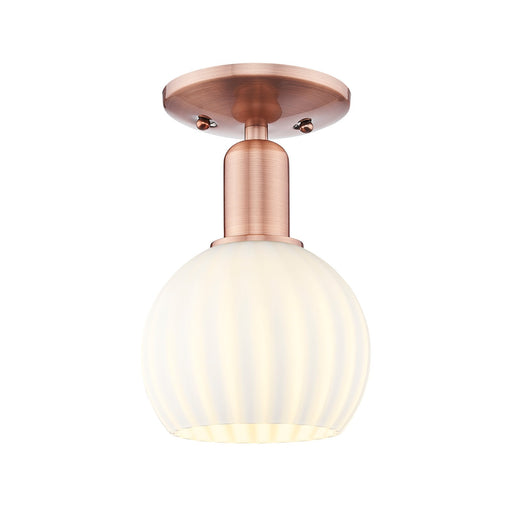 Innovations White Venetian 6in 1-Light Semi-Flush Mount | Industrial Antique Copper Steel and White Venetian Glass | Entryway | Model 716-1C-AC-G1217-6WV