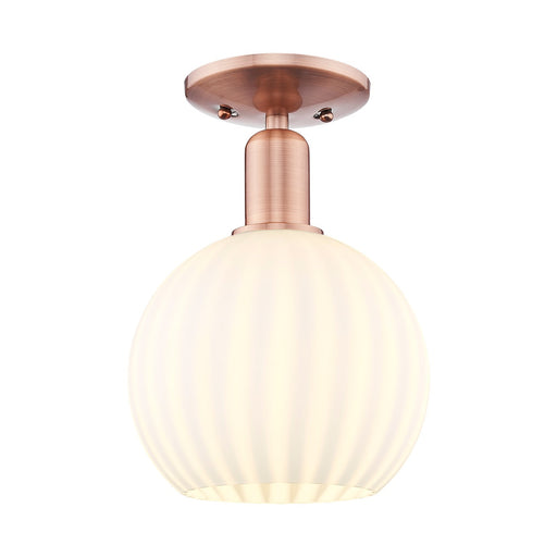 Innovations Lighting Arcadia 8in 1-Light Semi-Flush Mount | Industrial Antique Copper Steel and White Venetian Glass | Model 716-1C-AC-G1217-8WV