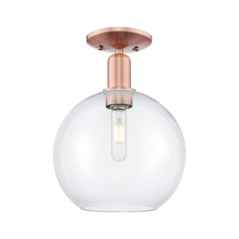 Innovations Athens 10in 1-Light Semi-Flush Mount | Industrial Antique Copper Steel and Clear Glass | Entryway & Hallway | 10 x | Model 716-1C-AC-G122-10