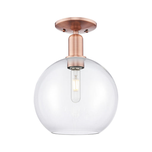 Innovations Athens 10in 1-Light Semi-Flush Mount | Industrial Antique Copper Steel and Clear Glass | Entryway & Hallway | 10 x | Model 716-1C-AC-G122-10