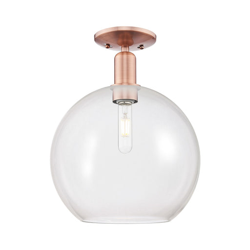 Innovations Athens 12in 1-Light Semi-Flush Mount | Industrial Antique Copper and Clear Glass | Entryway & Hallway | 11.75 x | Model 716-1C-AC-G122-12