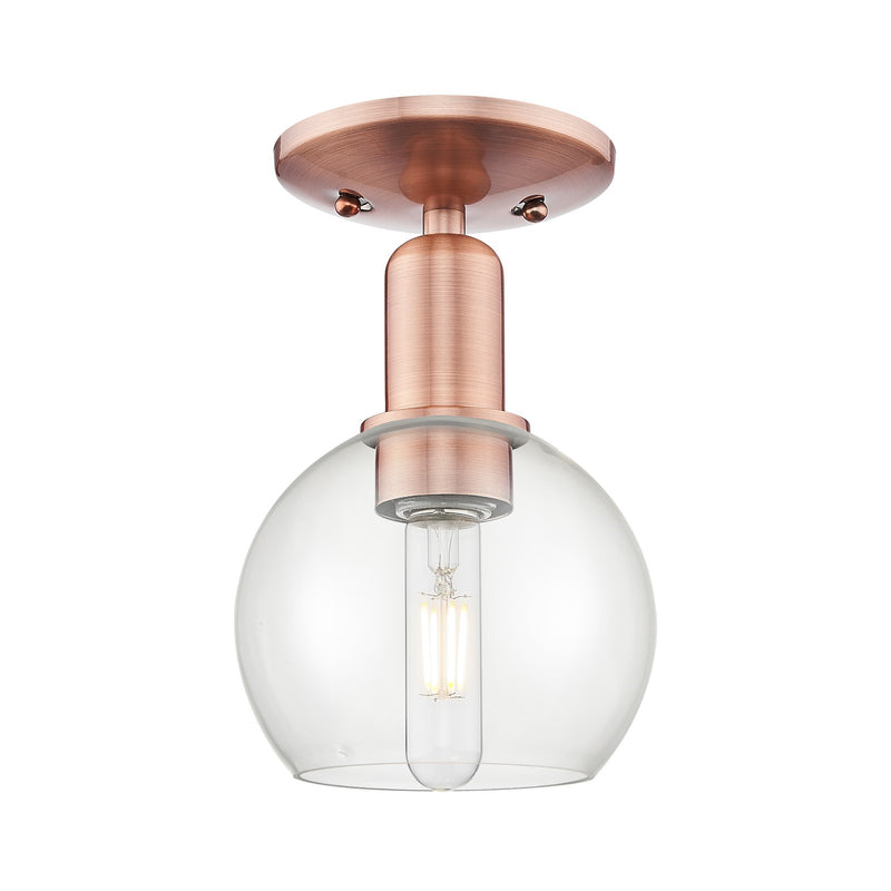 Innovations Athens 6in 1-Light Semi-Flush Mount | Industrial Antique Copper Steel and Clear Glass | Entryway & Hallway | 5.88 x | Model 716-1C-AC-G122-6