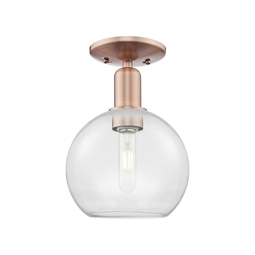 Innovations Athens 8in 1-Light Semi-Flush Mount | Industrial Antique Copper Steel and Clear Glass | Entryway & Hallway | 8 x 8 x | Model 716-1C-AC-G122-8