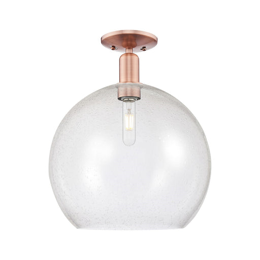 Innovations Athens 14in 1-Light Semi-Flush Mount | Industrial Antique Copper Steel and Seedy Glass | Entryway & Hallway | 13.75 | Model 716-1C-AC-G124-14