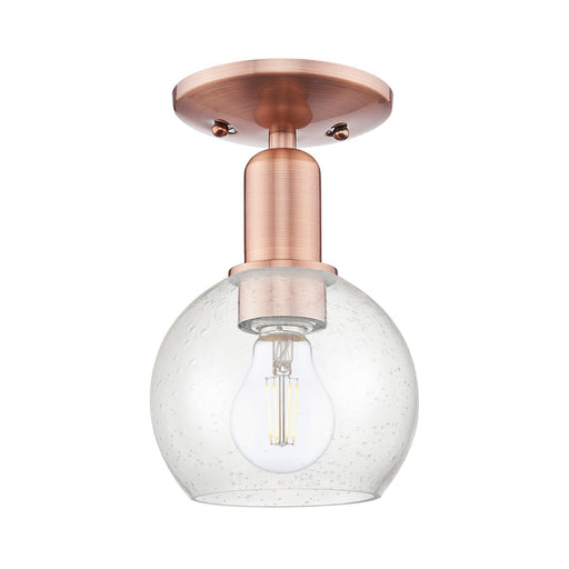 Innovations Athens 6in 1-Light Semi-Flush Mount | Industrial Antique Copper Steel and Seedy Glass | Entryway & Hallway | 5.88 x | Model 716-1C-AC-G124-6