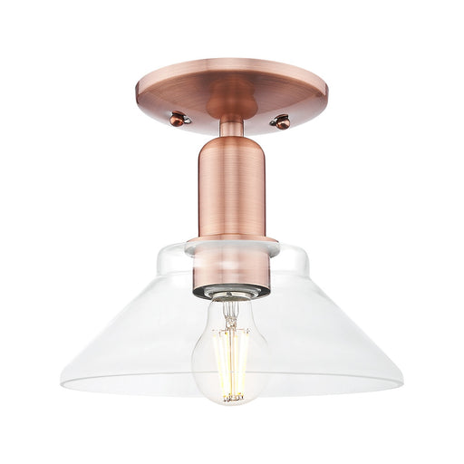 Innovations Orwell 8in 1-Light Semi-Flush Mount | Industrial Antique Copper Steel and Clear Glass | Entryway & Hallway | 8.38 x 8.5 | Model 716-1C-AC-G132