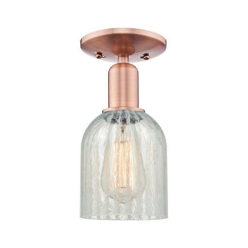 Innovations Caledonia 5in 1-Light Semi-Flush Mount | Industrial Antique Copper Steel and Mouchette Glass | Damp-Rated Hallway & | Model 716-1C-AC-G2511