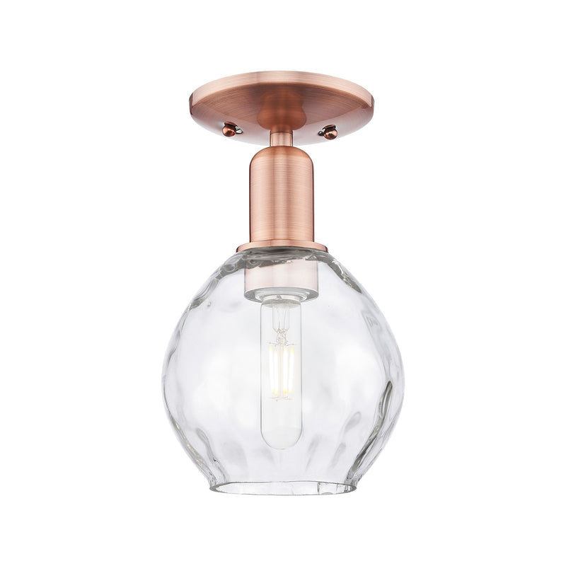 Innovations Waverly 6in 1-Light Semi-Flush Mount | Industrial Antique Copper Steel and Clear Glass | Entryway & Hallway | 6 x 6 x | Model 716-1C-AC-G362