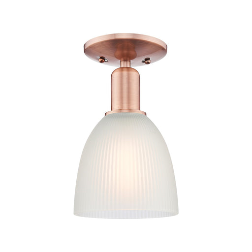 Innovations Castile 6in 1-Light Semi-Flush Mount | Industrial Antique Copper Steel and White Glass | Hallway & Bathroom | 6 x 6 x | Model 716-1C-AC-G381
