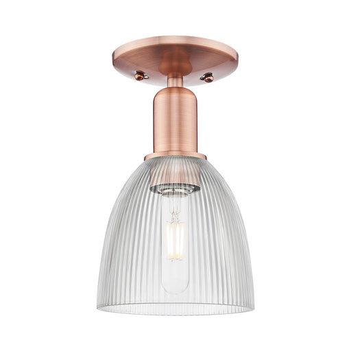 Innovations Castile 6in 1-Light Semi-Flush Mount | Industrial Antique Copper Steel and Clear Glass Dome Shade | Hallway & Entryway | Model 716-1C-AC-G382