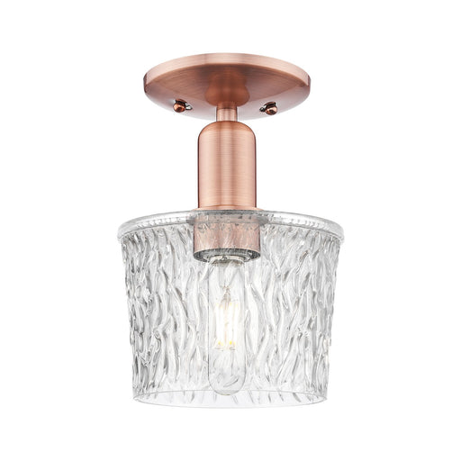 Innovations Niagara 6.5in 1-Light Semi-Flush Mount | Industrial Antique Copper Steel and Clear Textured Glass | Entryway & Hallway | Model 716-1C-AC-G402