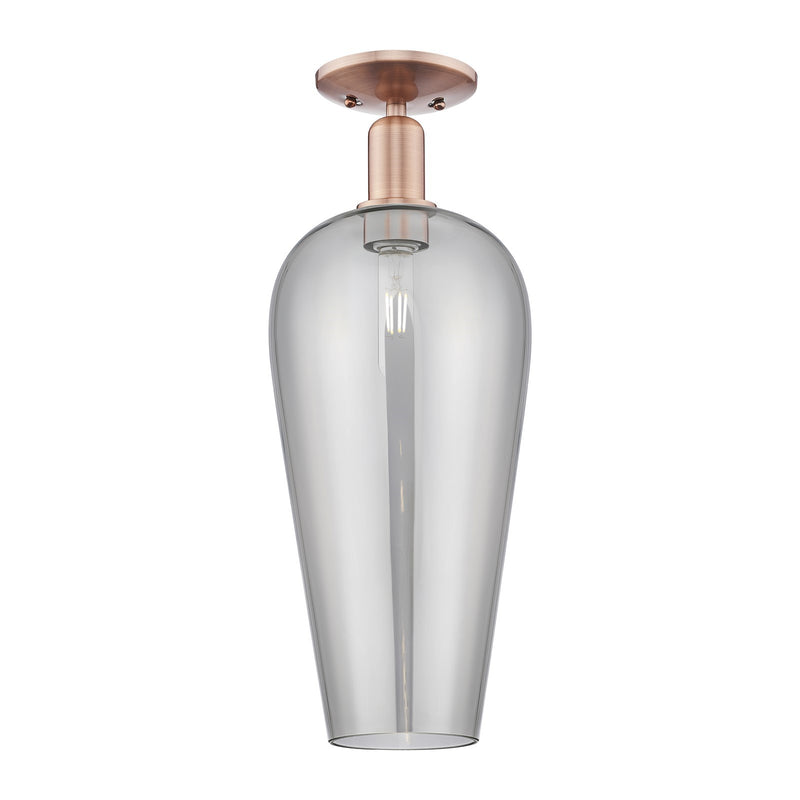 Innovations Chelsea 8in 1-Light Semi-Flush Mount | Industrial Antique Copper Steel and Light Smoke Glass | Entryway & Hallway | Model 716-1C-AC-G456-8SM