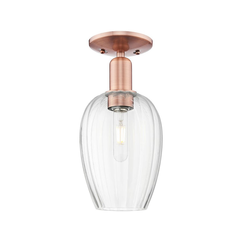 Innovations Preston 1Lt 6" Flute Semi-Flush, Copper/Clear - 716-1C-AC-G457-6CL
