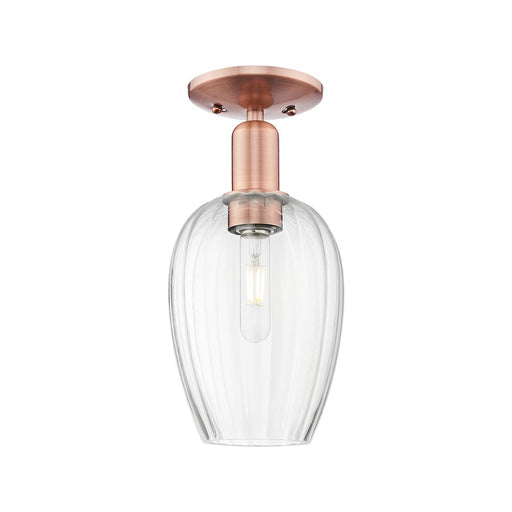 Innovations Preston 1Lt 6" Flute Semi-Flush, Copper/Clear - 716-1C-AC-G457-6CL