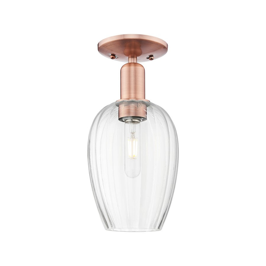 Innovations Preston 1Lt 6" Flute Semi-Flush, Copper/Clear - 716-1C-AC-G457-6CL