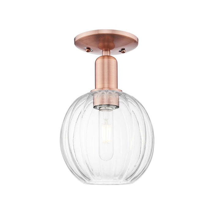 Innovations Preston 1Lt 7" Globe Semi-Flush, Copper/Clear - 716-1C-AC-G458-7CL