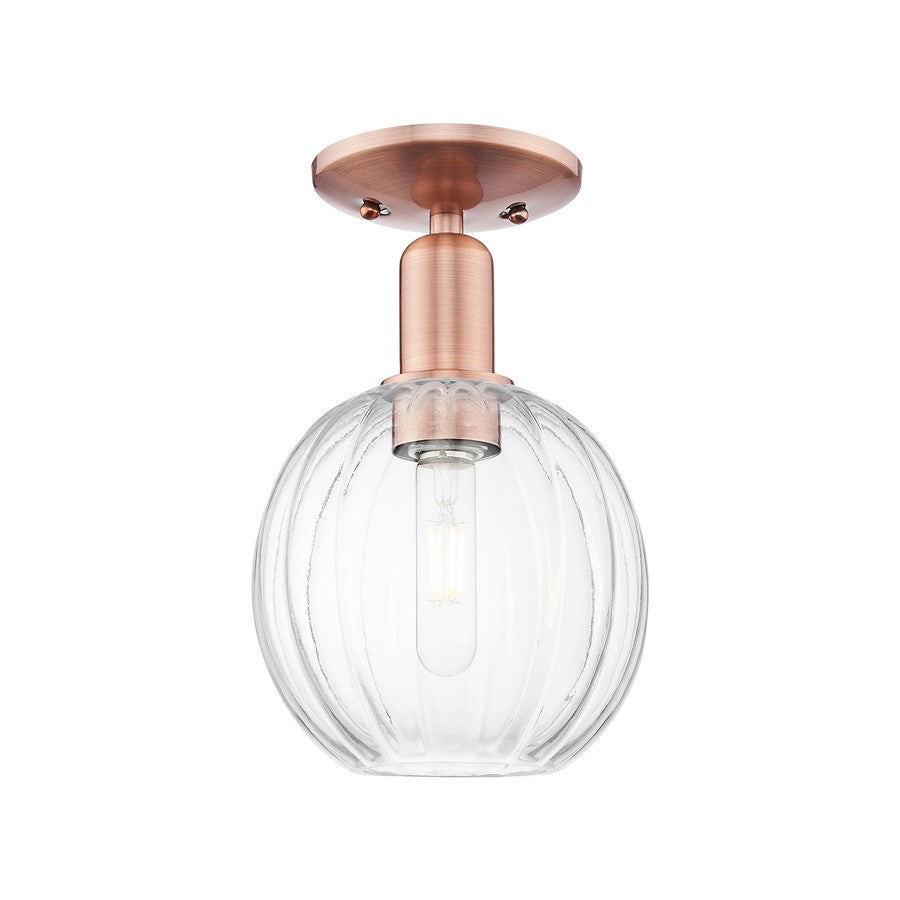 Innovations Preston 1Lt 7" Globe Semi-Flush, Copper/Clear - 716-1C-AC-G458-7CL