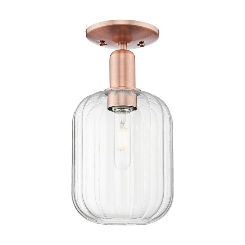Innovations Preston 1Lt 7" Jar Semi-Flush, Copper/Clear - 716-1C-AC-G460-7CL