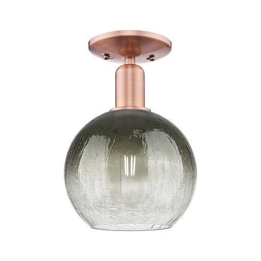 Innovations Brookhaven Globe 8in 1-Light Semi-Flush Mount | Industrial Antique Copper and Slate Glass | Hallway & Entryway | 8 | Model 716-1C-AC-G483-8SL