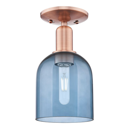 Innovations Bella 6in 1-Light Semi-Flush Mount | Industrial Antique Copper Steel and Blue Glass | Entryway & Hallway | 5.5 x | Model 716-1C-AC-G558-6BL
