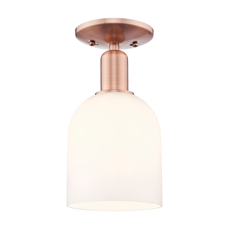 Innovations Bella 6in 1-Light Semi-Flush Mount | Industrial Antique Copper Steel and White Glass | Hallway & Bathroom | 5.5 x | Model 716-1C-AC-G558-6GWH