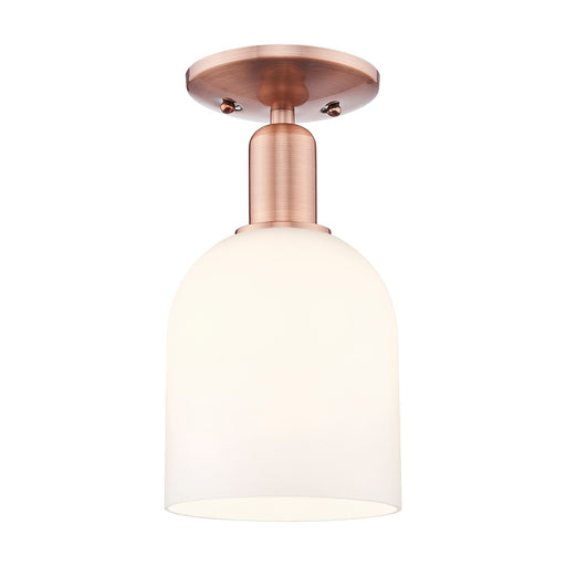 Innovations Bella 6in 1-Light Semi-Flush Mount | Industrial Antique Copper Steel and White Glass | Hallway & Bathroom | 5.5 x | Model 716-1C-AC-G558-6GWH