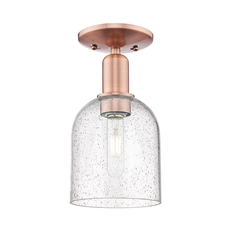 Innovations Bella 5.5in 1-Light Semi-Flush Mount | Industrial Antique Copper Steel and Seedy Glass | Entryway & Hallway | 5.5 | Model 716-1C-AC-G558-6SDY