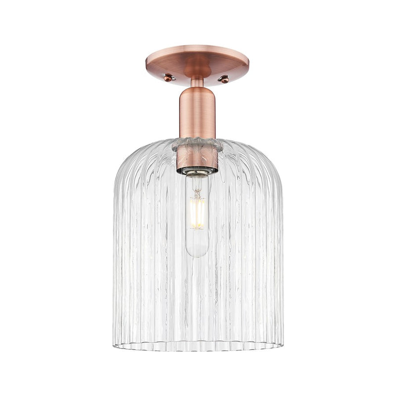 Innovations Bridal Veil 1Lt 8" Semi-Flush, Copper/Clear - 716-1C-AC-G559-8CL