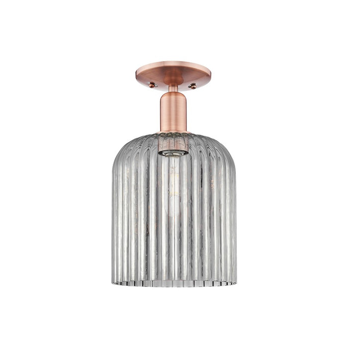 Innovations Bridal Veil 1Lt 8" Semi-Flush, Copper/Smoke - 716-1C-AC-G559-8SM