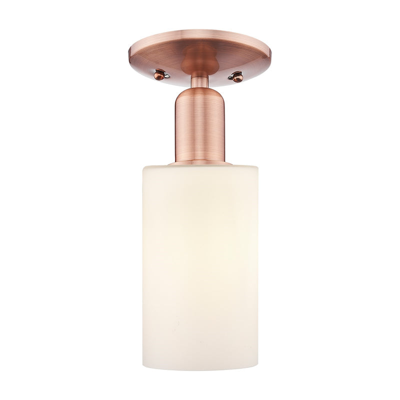 Innovations Clymer 4in 1-Light Semi-Flush Mount | Industrial Antique Copper Steel and Matte White Glass | Hallway & Entryway | 3.88 | Model 716-1C-AC-G801