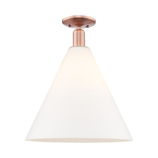 Innovations Berkshire Glass 16in 1-Light Semi-Flush Mount | Industrial Antique Copper Steel and Matte White Glass | Entryway & | Model 716-1C-AC-GBC-161