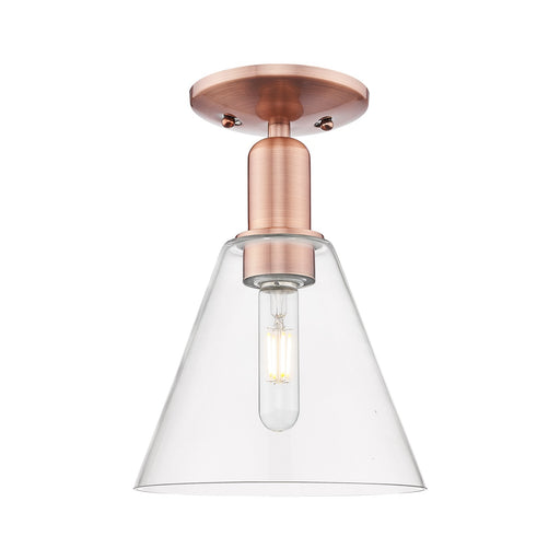 Innovations Berkshire Glass 8in 1-Light Semi-Flush Mount | Industrial Antique Copper Steel and Clear Glass | Entryway & Hallway | Model 716-1C-AC-GBC-82