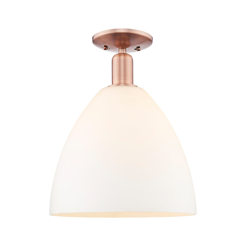 Innovations Bristol 12in 1-Light Semi-Flush Mount | Industrial Antique Copper Steel and Matte White Glass | Entryway & Hallway | Model 716-1C-AC-GBD-121
