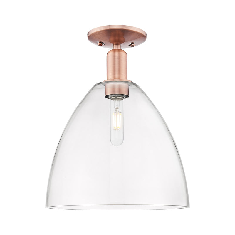 Innovations Bristol 12in 1-Light Semi-Flush Mount | Industrial Antique Copper Steel and Clear Glass | Entryway & Hallway | 12 x | Model 716-1C-AC-GBD-122