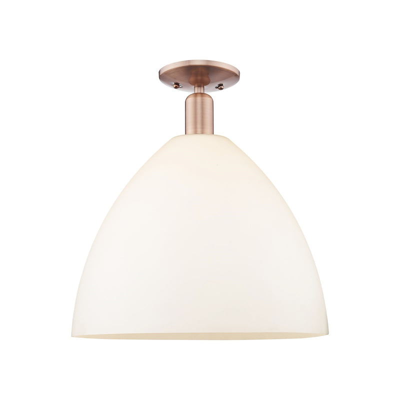 Innovations Bristol 16in 1-Light Semi-Flush Mount | Industrial Antique Copper Steel and Matte White Glass | Entryway & Hallway | Model 716-1C-AC-GBD-161