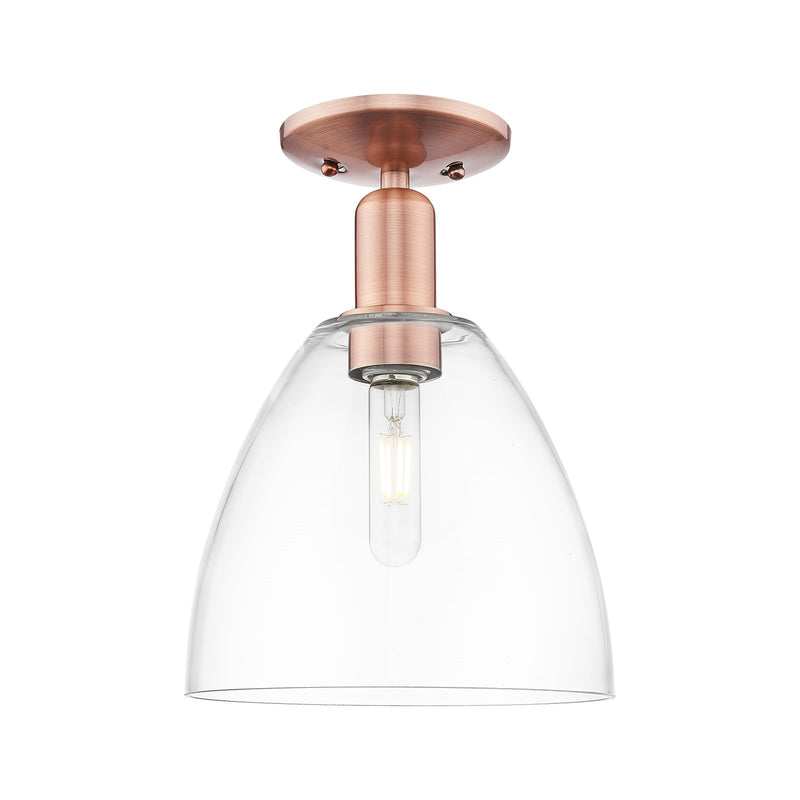 Innovations Bristol 9in 1-Light Semi-Flush Mount | Industrial Antique Copper Steel and Clear Glass | Entryway & Hallway | 9 x 9 x | Model 716-1C-AC-GBD-92