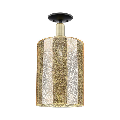 Innovations Cobbleskill 9in 1-Light Semi-Flush Mount | Industrial Black Antique Brass Steel and Mercury Glass | Entryway & | Model 716-1C-BAB-G116-L