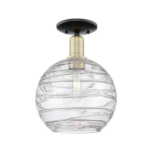 Innovations Athens Deco Swirl 10in 1-Light Semi-Flush Mount | Industrial Black Antique Brass and Clear Deco Swirl Glass | Model 716-1C-BAB-G1213-10CL