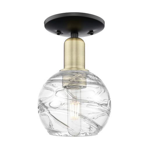 Innovations Athens Deco Swirl 6in 1-Light Semi-Flush Mount | Industrial Black Antique Brass Steel and Clear Deco Swirl Glass | Model 716-1C-BAB-G1213-6CL