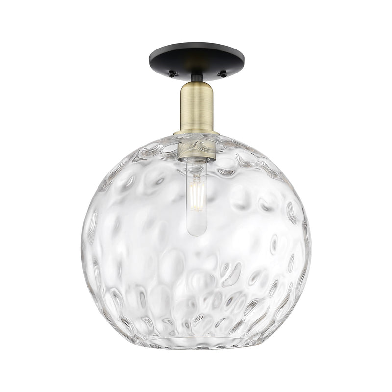 Innovations Athens 12in 1-Light Semi-Flush Mount | Industrial Black Antique Brass and Clear Water Glass | Entryway & Hallway | Model 716-1C-BAB-G1215-12