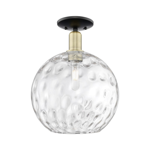 Innovations Athens 12in 1-Light Semi-Flush Mount | Industrial Black Antique Brass and Clear Water Glass | Entryway & Hallway | Model 716-1C-BAB-G1215-12