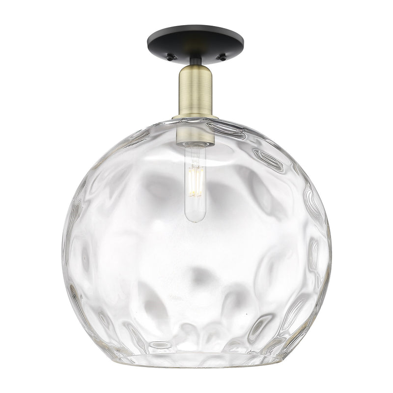 Innovations Athens Water Glass 13in 1-Light Semi-Flush Mount | Industrial Black Antique Brass and Clear Glass | Kitchen & | Model 716-1C-BAB-G1215-14